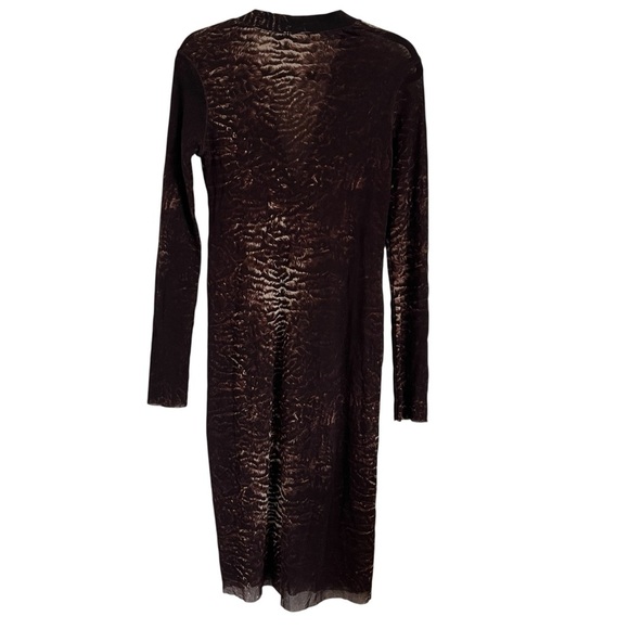 JEAN PAUL GAULTIER x FUZZI Mesh Animal Print Button Down Long Sleeve Midi Dress - Picture 3 of 10